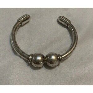 Sterling Silver Brass Cuff Bracelet Mexico Vtg Mid Century 30g